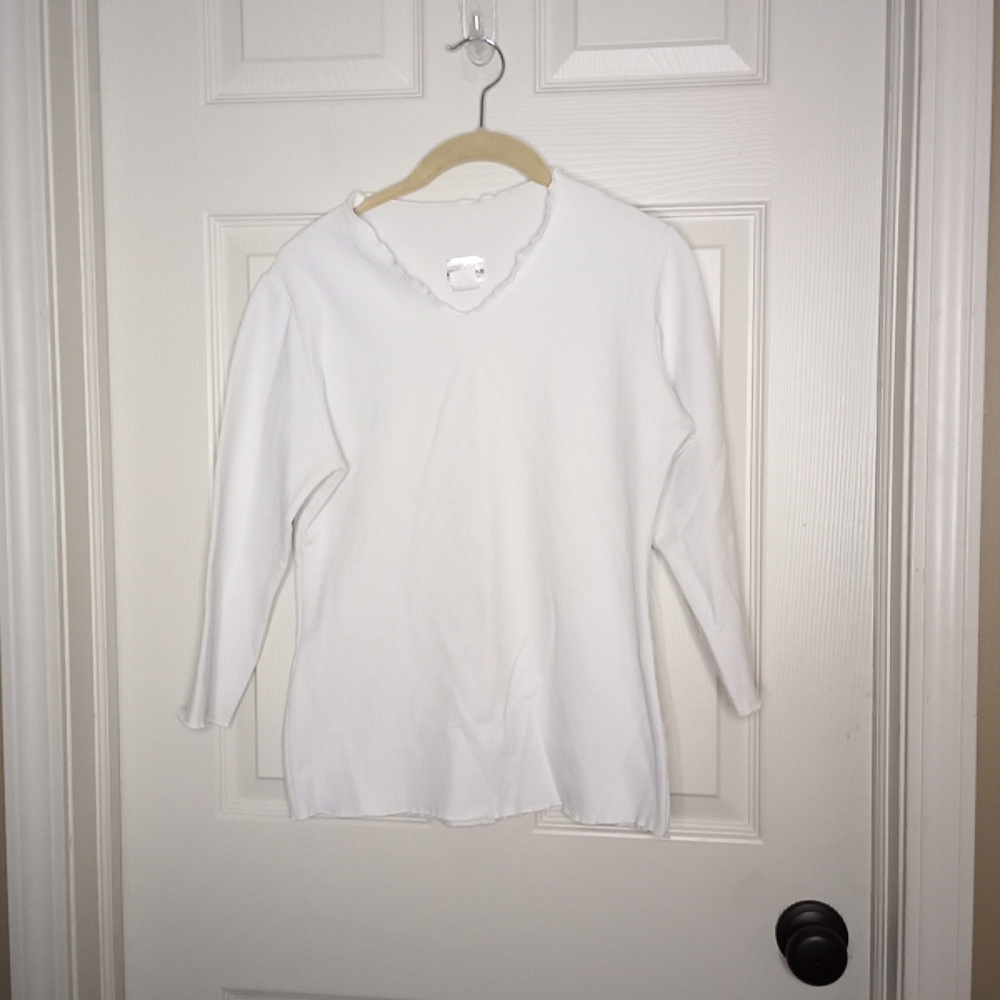 Haystacks White Vigo Surreal Textured Top - Handmade in Michigan Sz. M